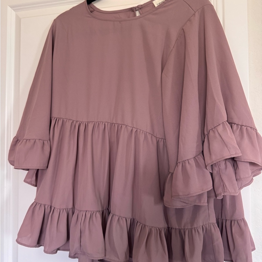 Elegant Mauve Ruffle Blouse